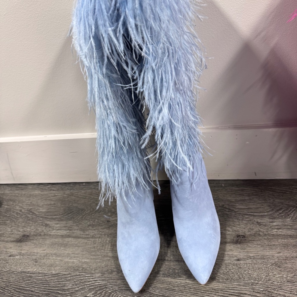 Gianni Bini Shoes |  Gianni Bini,Taryn Feather Embellished Pointed Toe Blue